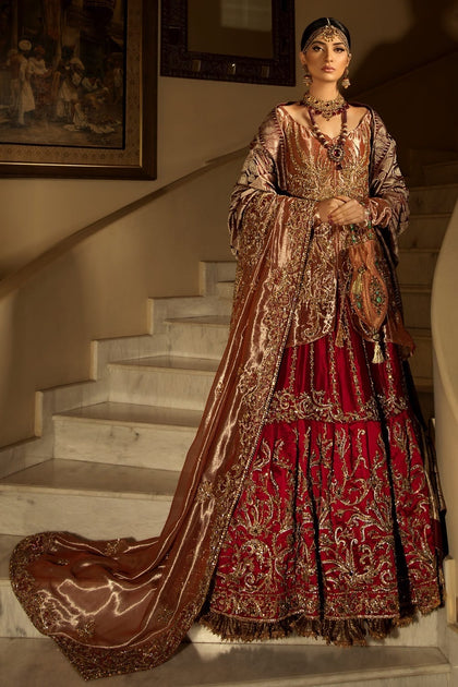 Asian Bridal Lehnga Wear in Red Color – Nameera by Farooq