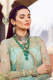 Latest designer embroidered Asian party outfit in mint green color