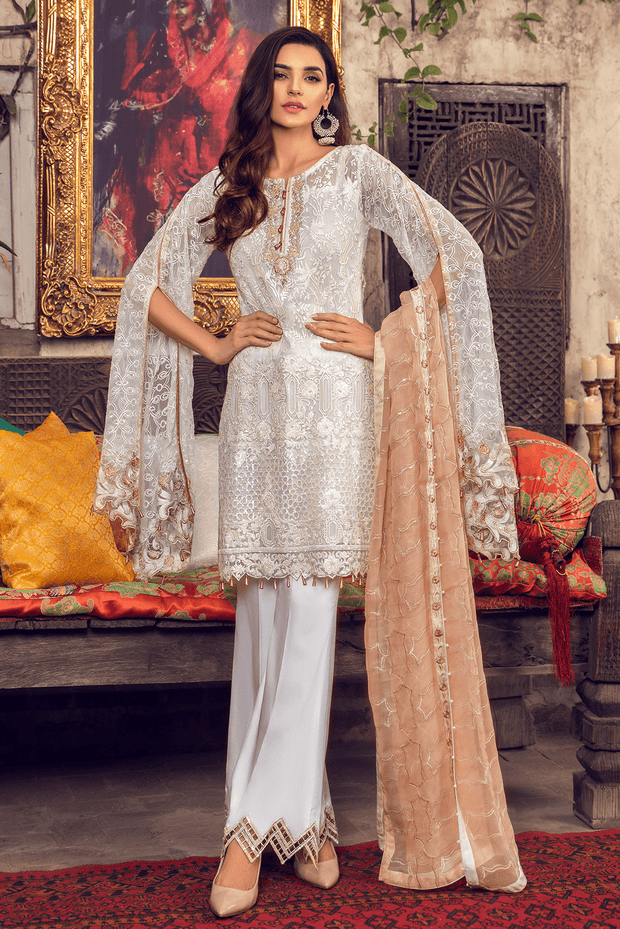 Buy Pakistani Wedding Dress in Net Kameez Trouser Dupatta Style  Nameera  by Farooq