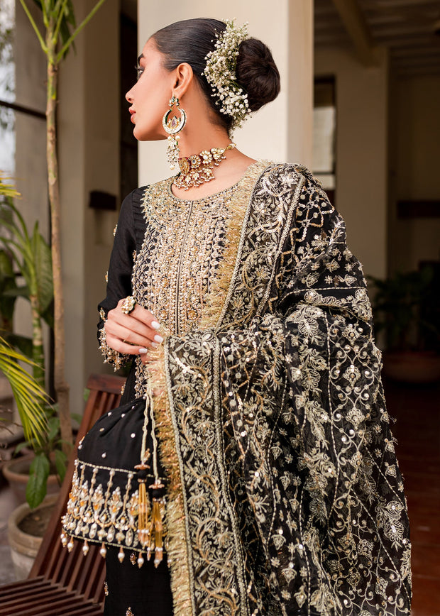 Black Gold Shirt Palazzo for Pakistani Wedding Dresses 2023