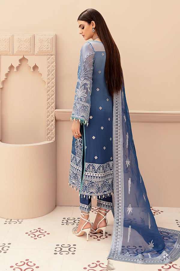 Blue Kameez Salwar with Fine Embroidery Work Latest