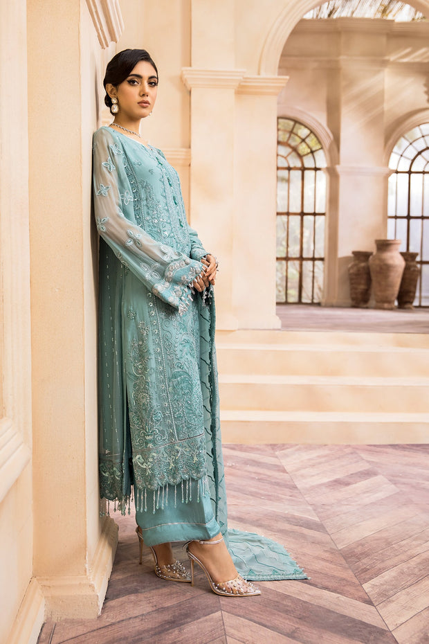 Blue Salwar Kameez with Beautiful Embellishments Stylish