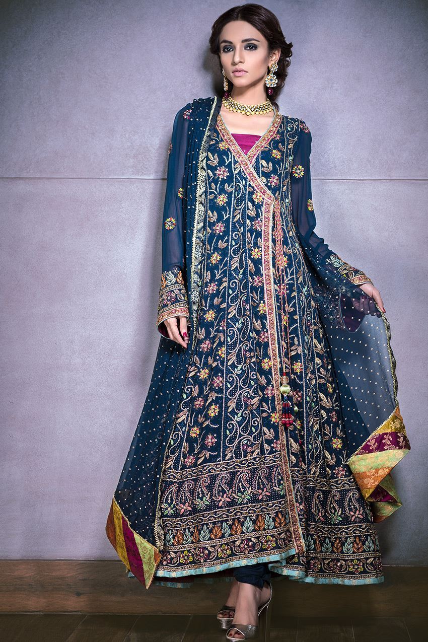 blue designer dress for wedding by Pakistani designer – Nameera by Farooq