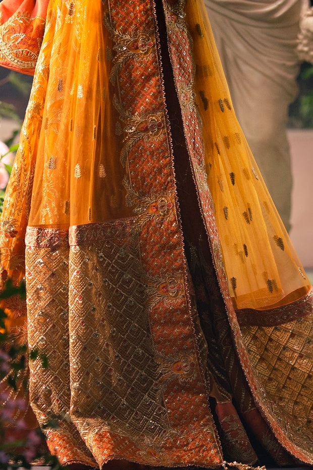 Bridal Classic Orange Lehenga Choli Dress Pakistani