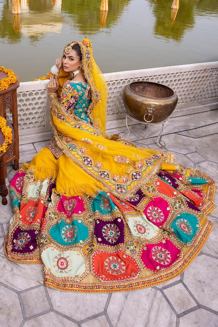 Bridal mehndi sharara dresses hotsell