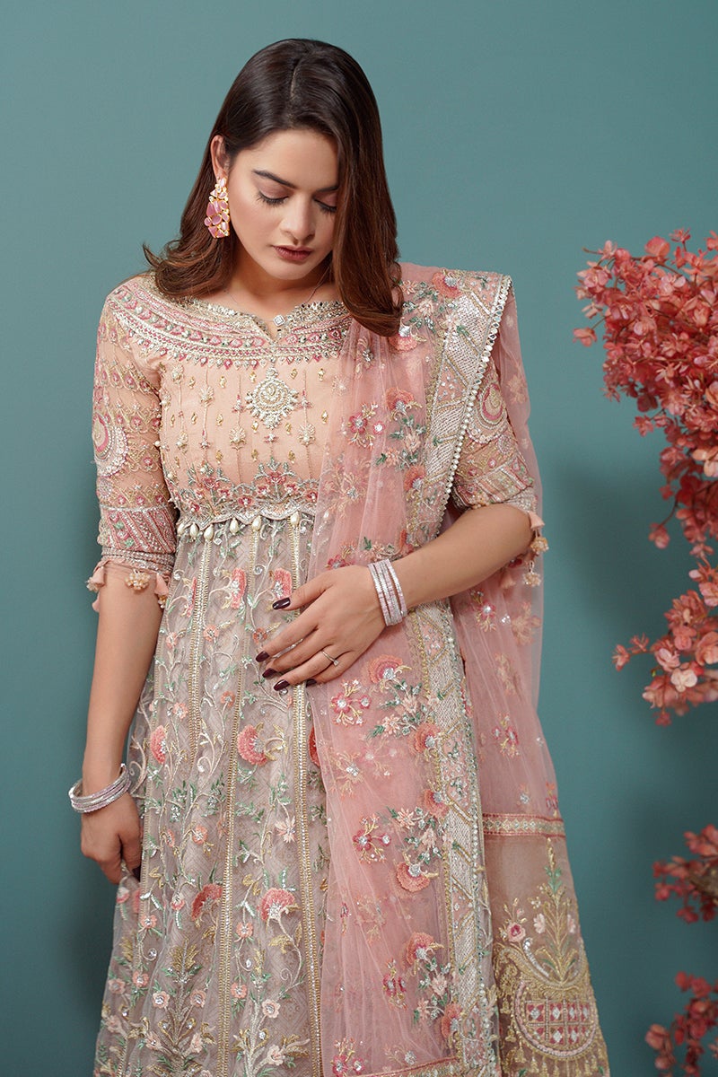 Elegant Pakistani Wedding Dress in Lehenga Frock Style Online – Nameera by  Farooq