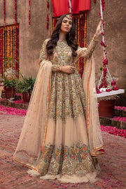 Bridal Peach Colour Maxi Dress with Lehenga 