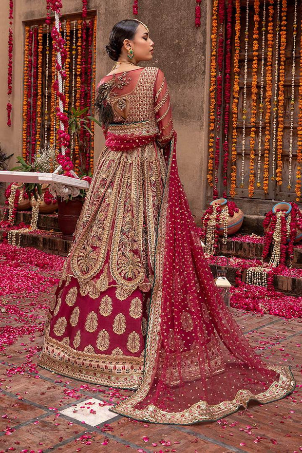 Bridal Red Embroidered Lehenga Frock 