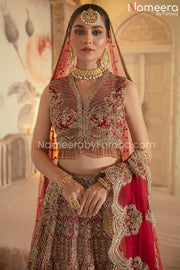 Bridal Red Lehenga Choli Dupatta Dress