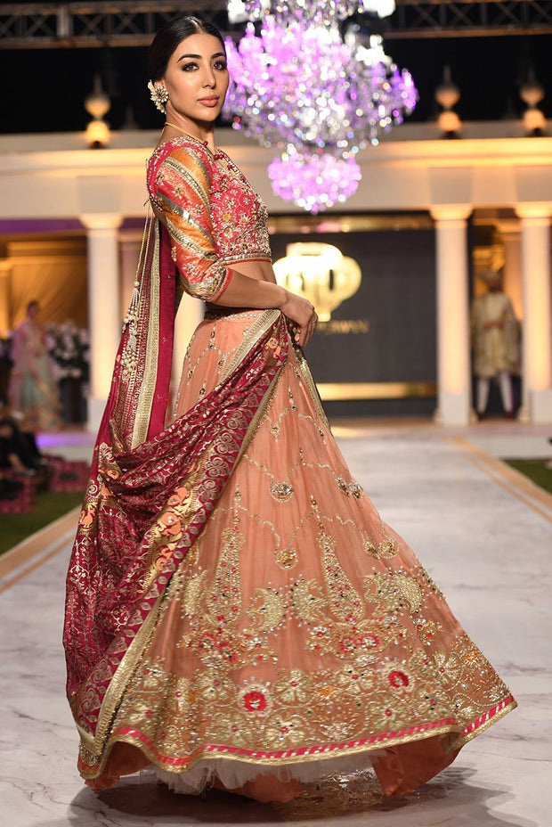Beautiful designer bridal mehndi dress embroidered in pink colo