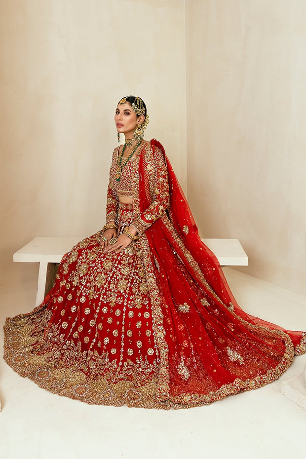 Choli and Red Bridal Lehenga Pakistani