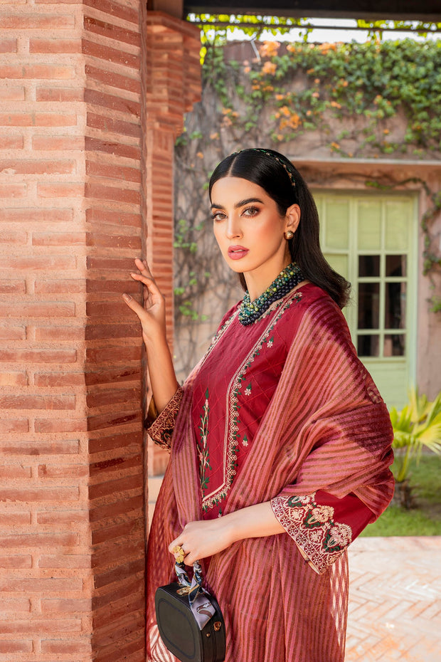 Classic Maroon Embroidered Salwar Kameez Pakistani Eid Dress