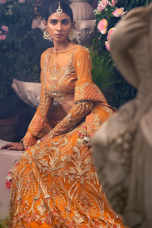 Classic Orange Lehenga Choli Dress Pakistani Bridal