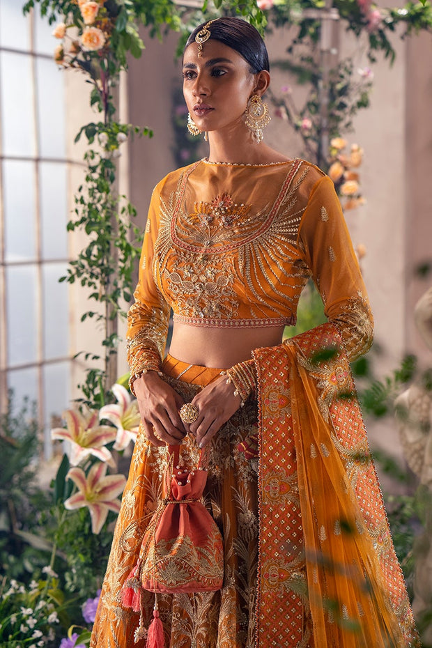 Classic Orange Lehenga Choli Dress Pakistani for Bride