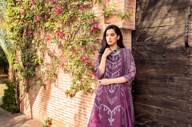 Classic Pakistani Purple Dress in Gown Trouser Style for Eid