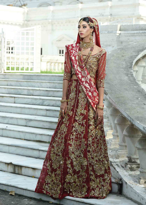 Classic Red Lehenga Choli Bridal Dress Pakistani