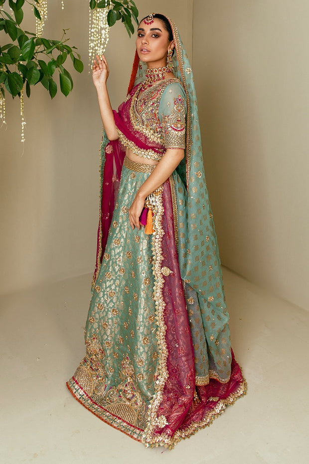 Classic Turquoise Lehenga Choli Bridal Dress Pakistani