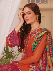 Classy Orange Salwar Kameez Pakistani Eid Dress in Chiffon