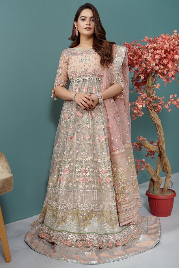 Classy Pakistani Wedding Dress in Lehenga Frock Style