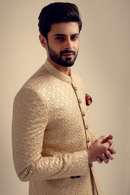 Embellished Designer Cream Sherwani for Dulha Wedding Wear – Nameera by ...