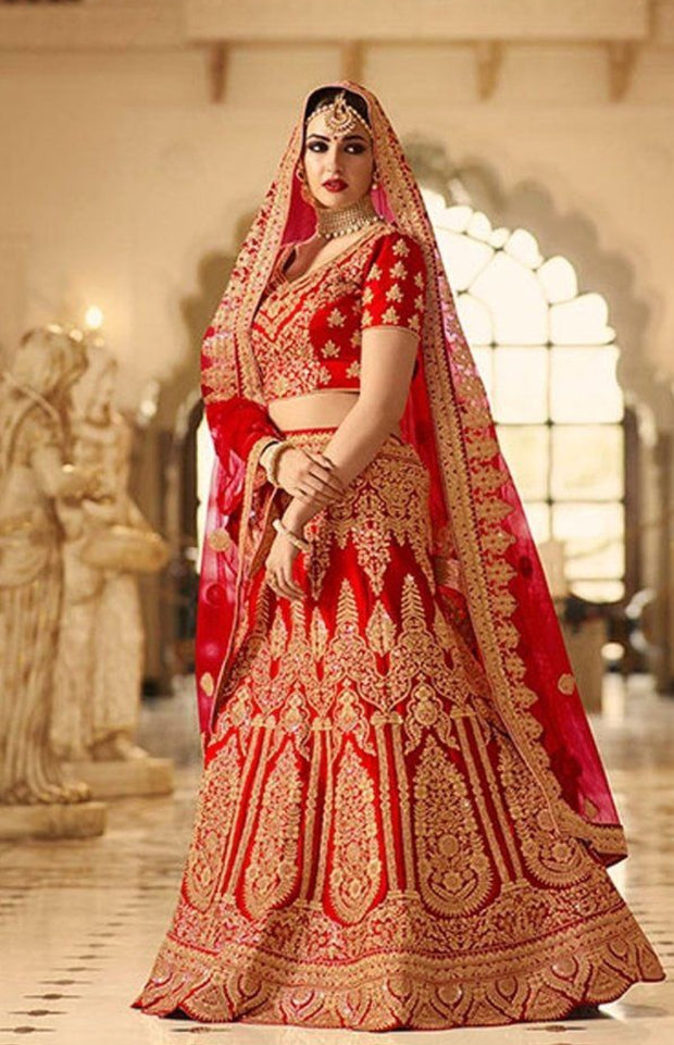 red indian wedding lengha