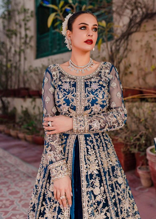 Dark Blue Sharara Kameez for Pakistani Wedding Dress