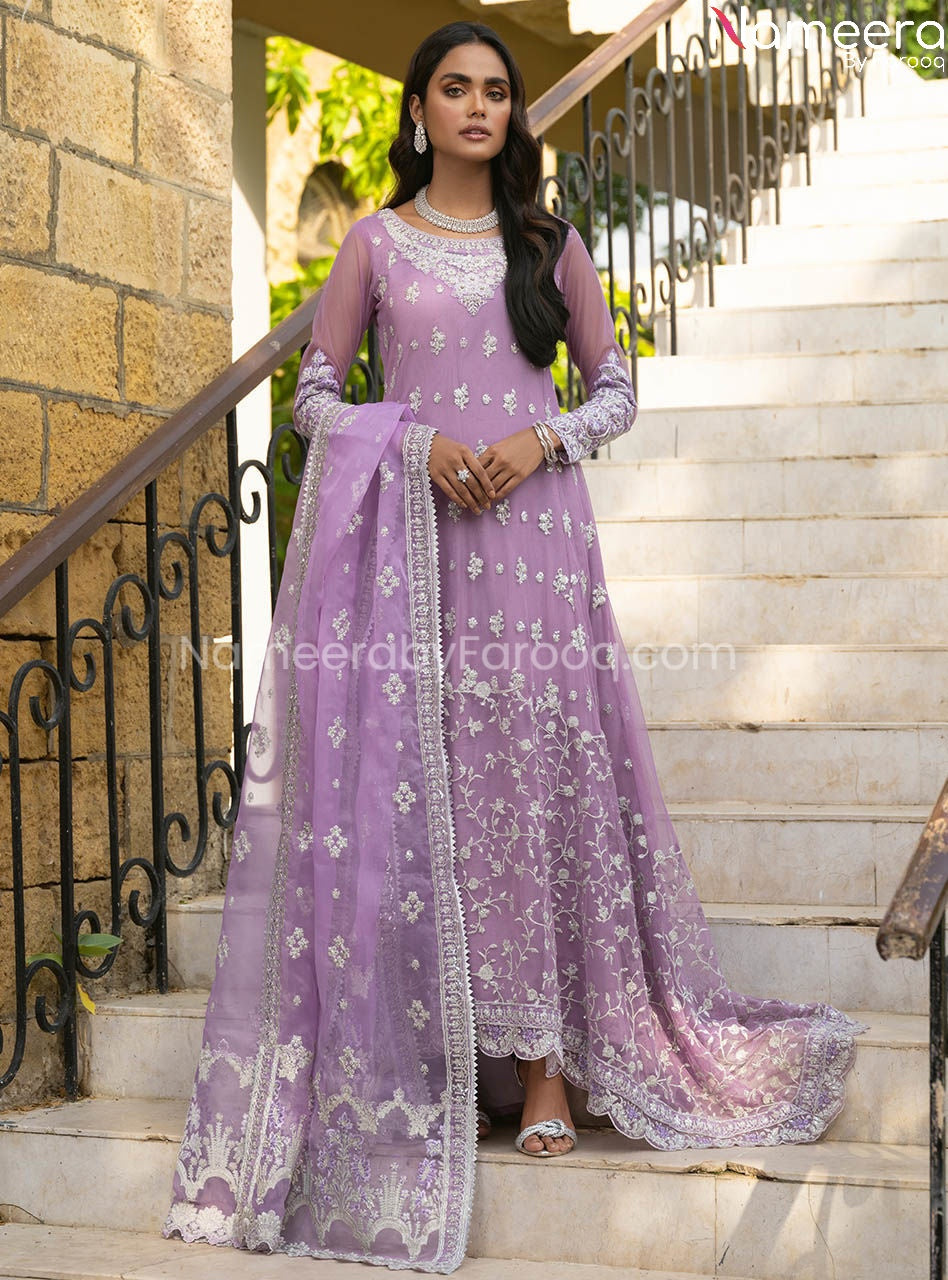 Latest Gown Dress Pakistani In Lavender Color Online 2021 – Nameera by ...