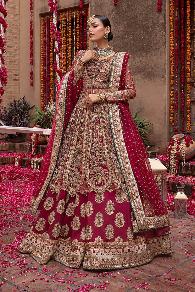 Designer Bridal Red Embroidered Lehnga Frock 