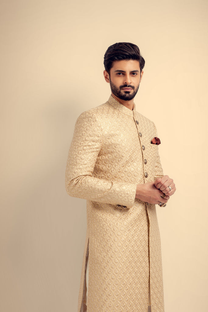 Wedding sherwani cream on sale colour