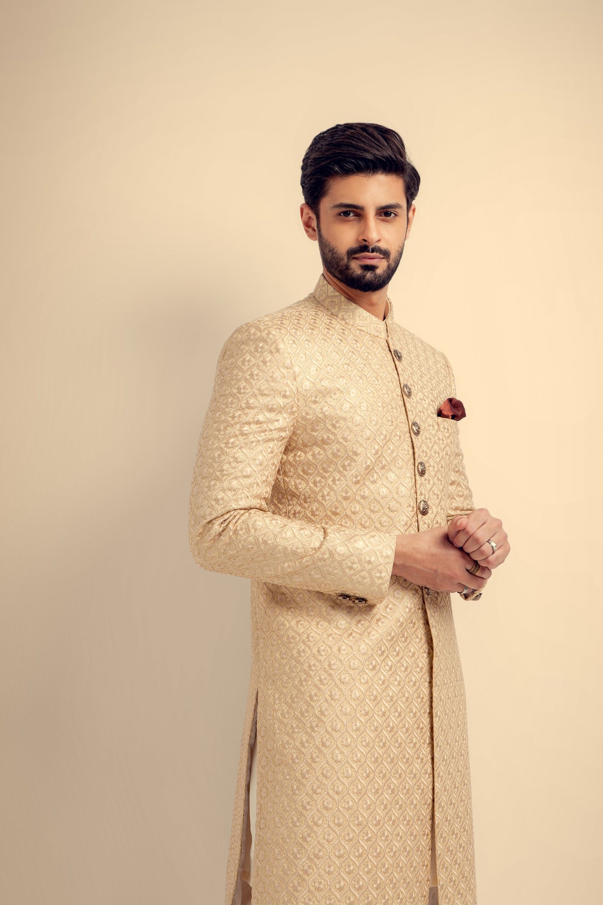 Embellished Designer Cream Sherwani for Dulha Wedding Wear – Nameera by ...