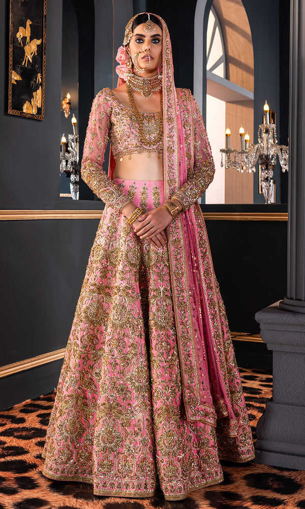 Embellished Floral Pink Lehenga Choli Bridal Wear