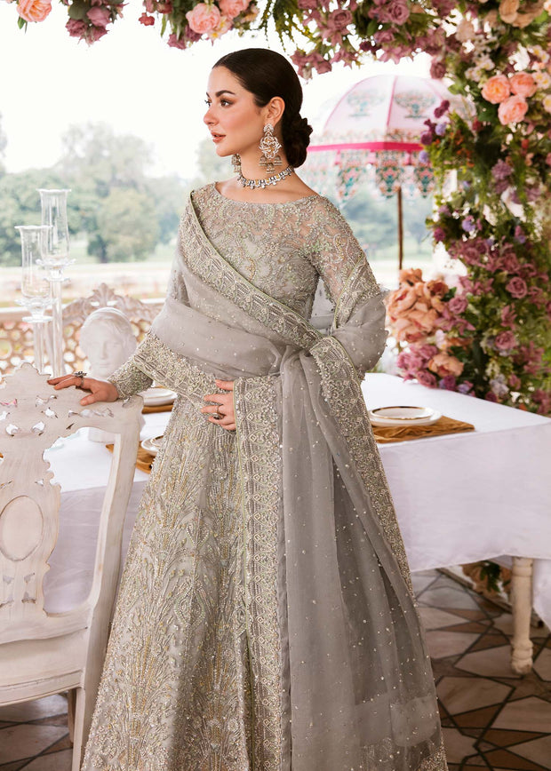 Designer Grey Lehenga Choli Pakistani Wedding Dresses – Nameera by Farooq