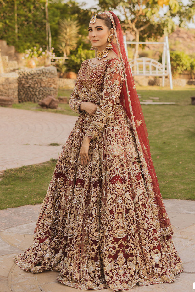 Heavy Bridal Red Lehenga Choli In Velvet Fabric