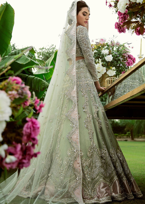 Mint green wedding on sale lehenga