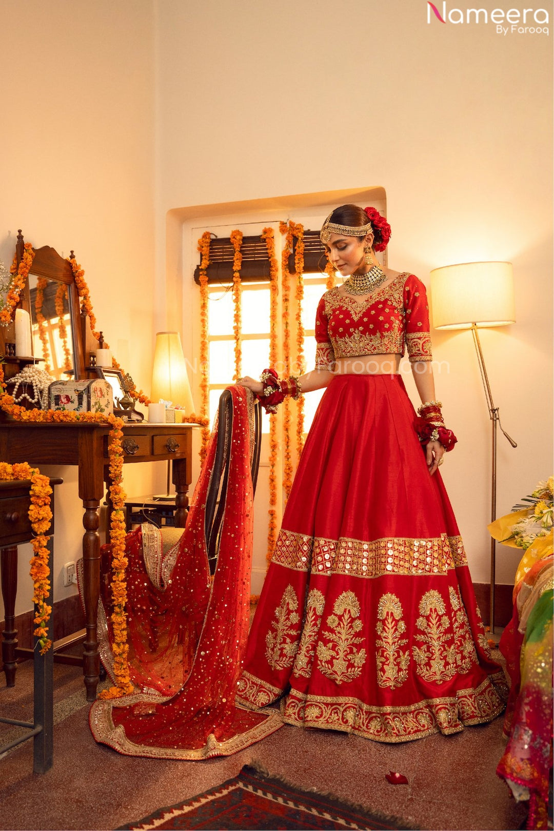 Embellished Designer Rajasthani Lehenga Choli Bridal Dress Nameera by Farooq