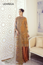 Eid Chiffon Outfit in Mustard Color  Side Pose