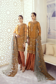Eid Chiffon Outfit in Mustard Color Models Look