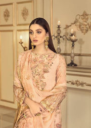 Latest Chiffon embroidered Pakistani Eid wear 2020 in peach color