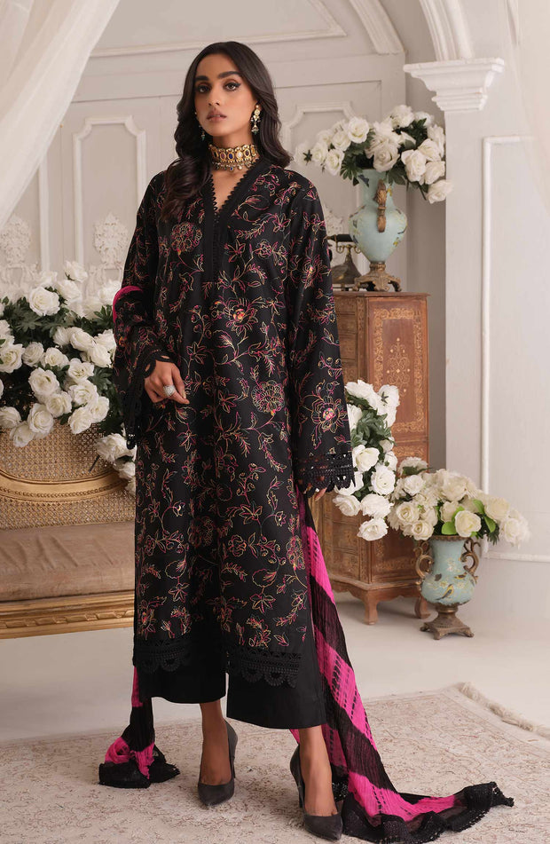 Elegant Lawn Black Kameez Trouser Pakistani Eid Dress