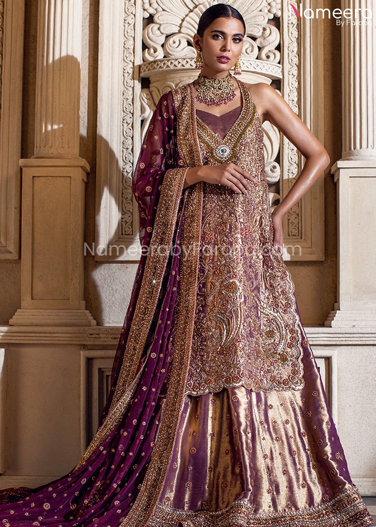 Buy Elegant Lehenga Dress for Bride with Embroidery Online – Nameera by ...