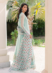 Elegant Pakistani Blue Net Organza Kameez Sharara Suit Online