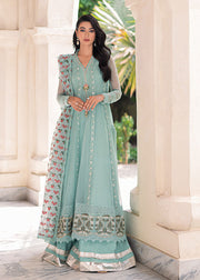 Elegant Pakistani Blue Net Organza Kameez Sharara Suit