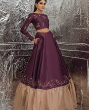 Elegant Pakistani Bridal Purple Lehenga Choli Dress