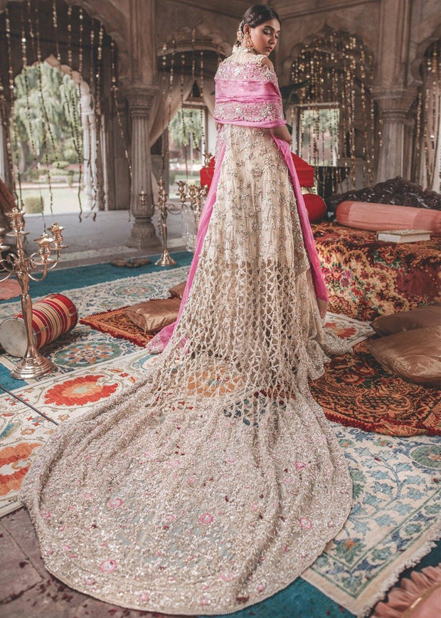 Elegant Pakistani Gold Bridal Lehnga for Wedding  Backside View