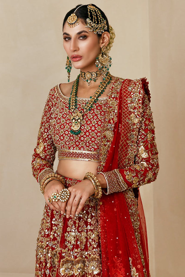 Embellished Choli and Red Bridal Lehenga Pakistani