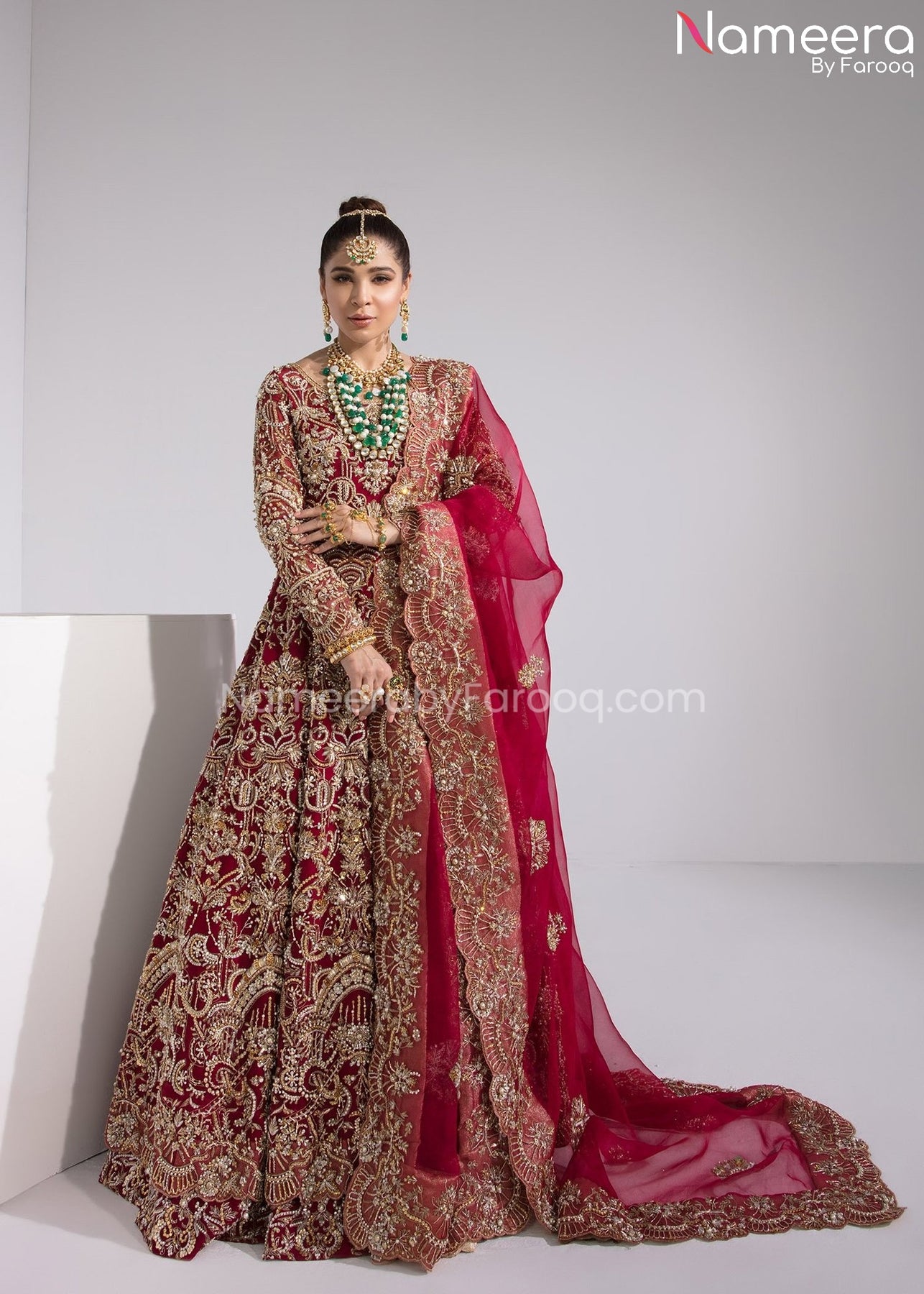 Trendy Embellished Pakistani Bridal Dress Online 2021 Nameera By Farooq 8941