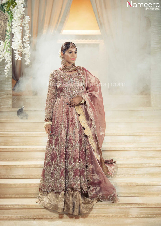 Embellished Pink Lehenga Gown for Wedding Wear