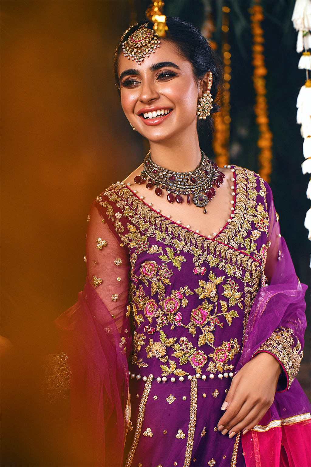 Purple and orange mehndi dresses best sale