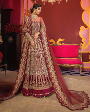 Embellished Rani Pink Bridal Lehenga Gown Dress 