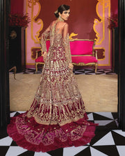 Embellished Rani Pink Bridal Lehnga Gown Dress 